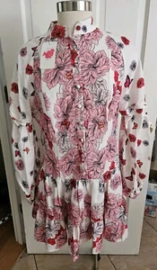L’ ATISTE BY AMY FLORAL/BUTTERFLIES PRINT  DRESS LONG SLEEVES WOMEN'S SIZE L  - Picture 1 of 15