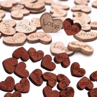 100x Love Heart Wooden Confetti Table Decoration Wood Table Scatter Wedding - image 1 of 4