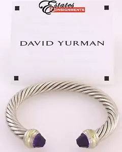 Brazalete David Yurman Oro 14k y Plata de Ley Amatista 7mm Cable - Imagen 1 de 8