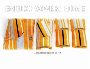 COMPLETO BAGNO NILO SPUGNA COTONE ENRICO COVERI 8 PEZZI COLORE ARANCIO RIGHATO - Foto 1 di 4