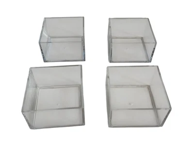 Acrylic 3" Square Containers *Lot of 4* Organization Clear Plastic Stackable - Image 1 of 4