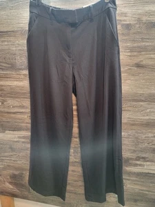 Pantalones American Eagle para mujer 8 cortos negros mezcla de lino pantalones de pierna ancha elásticos - Imagen 1 de 4