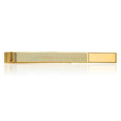 14K Solid Yellow Gold Mens Engraved Tie Clip Bar Tac - Image 1 of 4