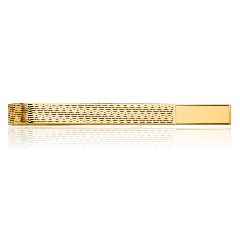 14K Solid Yellow Gold Mens Engraved Tie Clip Bar Tac - Image 1 of 4