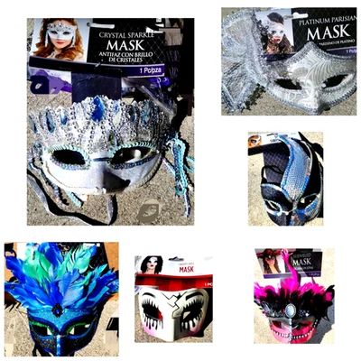 Mardi Gras feathers Pirate Half Mask Carnival Masquerade Party Mask - Image 1 of 4