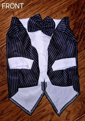 NUEVO CON ETIQUETAS TRAJE DE ESMOQUIN ELEGANTE A RAYAS ALFILER - Perro/mascota pequeña TAMAÑO: S (PEQUEÑO) Aprox 4 lb-8 lb Foto 1 de 4