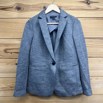 Ann Taylor Blazer Jacket Size 4 Gray Wool Blend One Button Career Classic B175 - Image 1 of 4