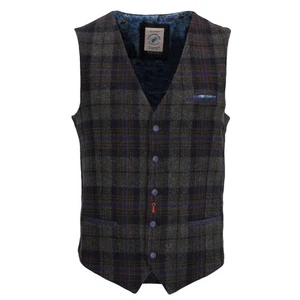 A fish named fred Herren Anzug Weste tartan wool blau braun kariert 32.137 604 n - Picture 1 of 4