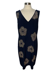 Vestido de cóctel Joseph Ribkoff talla 16 azul marino cuello en V forrado con cuentas empaquetable usado en excelente estado - Imagen 1 de 9