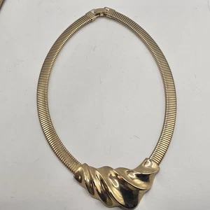 Goldfarben Omega Choker Halskette Statement 12" Vintage Nachlass Fund - Bild 1 von 3