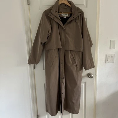Gabardina vintage LL Bean capucha extraíble y forro de lana para mujer L impermeable marrón Foto 1 de 4