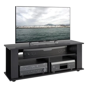 CorLiving Black Engineered Wood TV Stand with Open Shelves for TVs up to 55" - Picture 1 of 11