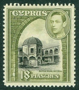 SG 160a Cyprus 1938. 18pi black & sage-green. Fine unmounted mint CAT £30 - Picture 1 of 1