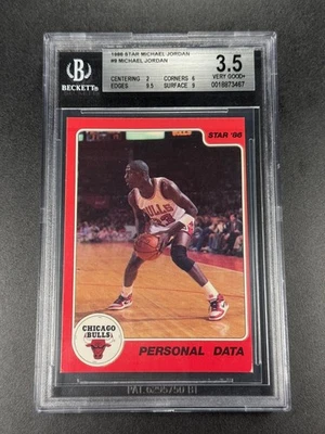 TARJETA DE COLECCIÓN MICHAEL JORDAN 1986 STAR COMPANY #9 BGS 3,5 CON 9 9,5 SUBGRADOS Foto 1 de 4