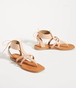 EUC Matisse Leather Back Lace-Up Gladiator Lay Up Sandal Neutral Womens Sz 10 - Picture 1 of 10