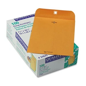 Quality Park Clasp Envelope 7 1/2 x 10 1/2 28lb Brown Kraft 100/Box 37875 - Picture 1 of 3