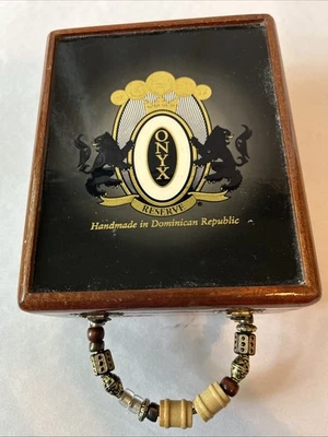 Vintage Onyx Reserve Cigar Box Purse Beaded Handle Unique - Image 1 of 4