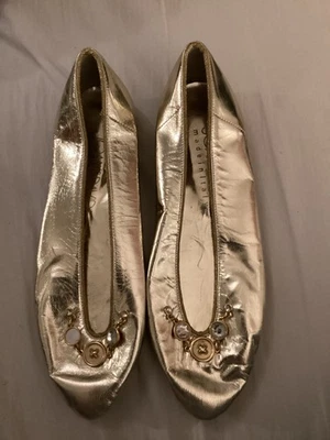 Pisos de ballet Joan & David de cuero dorado vintage años 80 talla 6 1/2 B NOS Foto 1 de 4