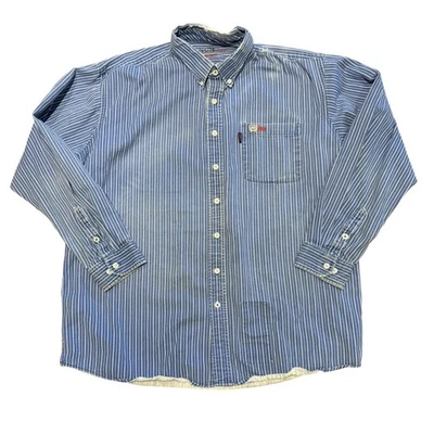 Camisa Denim Cinch WRX FR Azul y Blanco Rayas Informal Manga Larga XXL Foto 1 de 4