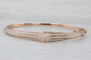 Whispers 1.63ctw Ruby Diamond Contoured Bangle Bracelet 18k Rose Gold 6.25" - Picture 1 of 8