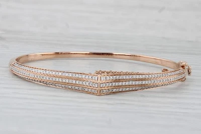 Whispers 1.63ctw Ruby Diamond Contoured Bangle Bracelet 18k Rose Gold 6.25" - Image 1 of 4