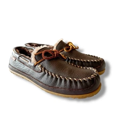LL Bean Marrón Cuero Malvado Buen Oculto Mocasines Para Hombres Talla 9 Piel de Cordero Forrados Acogedores Foto 1 de 4