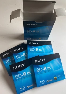 SONY 50GB BD-R DL - Disco Blu-Ray GRABABLE DOBLE CAPA paquete de 5 NUEVO Foto 1 de 4