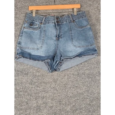 ONE 5O NE 女式牛仔短裤蓝色袖口口袋 14 码 — 第 1/4 张图片
