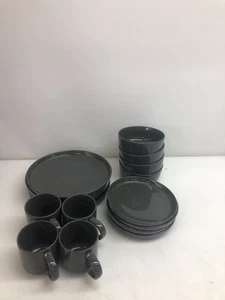 Juego de vajilla Alenia de 15 piezas de cerámica gris gres - Imagen 1 de 3