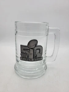 NFL Super Bowl 50th Beer Glass Carolina Panthers Vs Denver Broncos Pewter 2016 - Picture 1 of 8