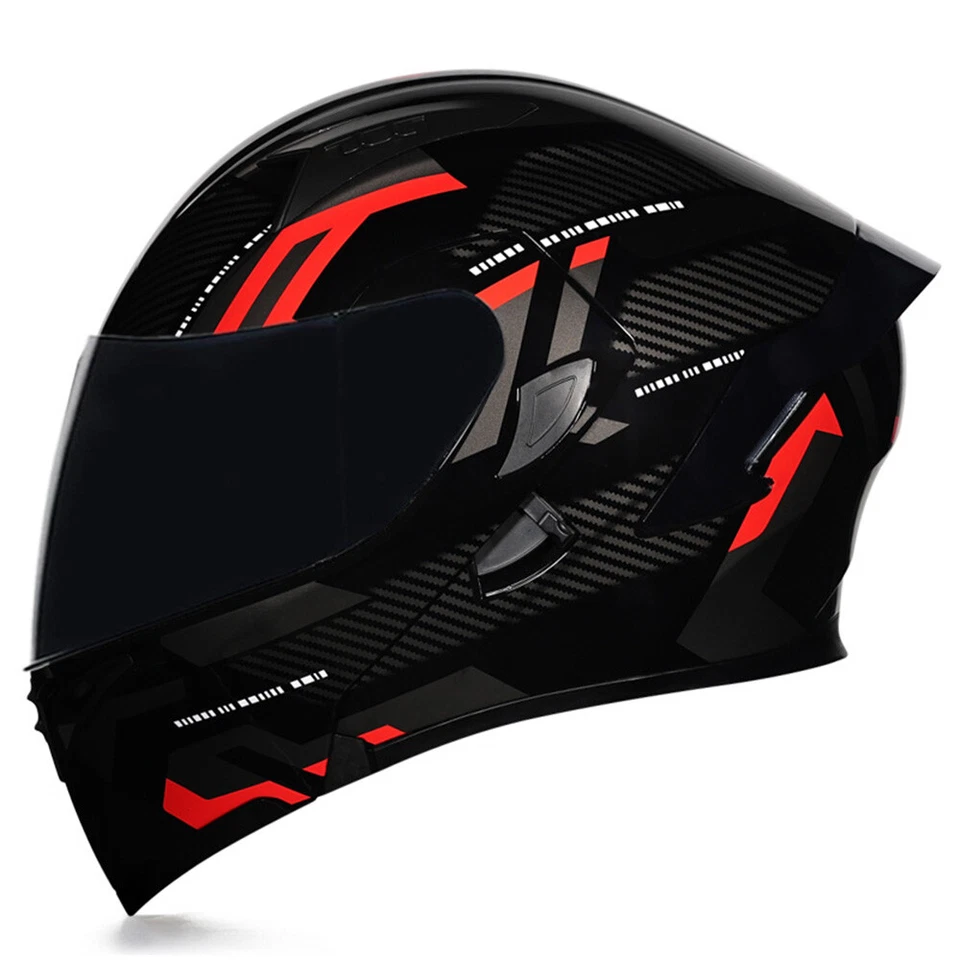 Dual Visor Full Face Flip Up Motorcycle Helmet Modular Integrated DOT Motorbike - Image 1 of 1