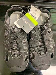 Youth Boys Eddie Bauer Chris Sandals Sport Water Shoes - Black & Grey Size 2 - Picture 1 of 6