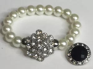 Perle 6 Zoll dehnbares Druckknopfarmband mit zwei 18 Zoll Druckknopf Charm siehe Beschreibung - Bild 1 von 3