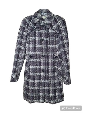 Abrigo De Colección American Rag Cie 1984 Tweed Pequeño 60% Lana Púrpura Gris Negro LEER  Foto 1 de 4