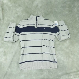 NWT Nautica Striped Multicolor 1/4 Zip Sweater Mock Turtle XL-18/20 N815072Q S1E - Picture 1 of 6