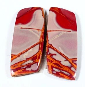 23 CT NATURAL NOREENA JASPER PAIR FANCY CABOCHON EARRING GEMSTONE FI-837 - Picture 1 of 5