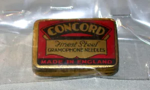 Original Inglaterra Vintage Gramófono Concord Agujas de Hojalata - Imagen 1 de 1