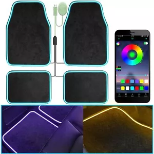 Soft Car Floor Mats With Led Strip Light, Universal Fit Black Automotive Carp... - Picture 1 of 7