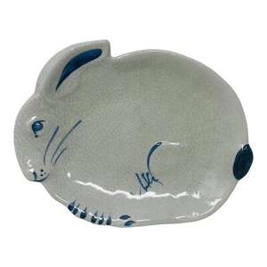Dedham Pottery The Potting Shed Bunny Rabbit Platter Plate 10” x 8” x 1.5” - Picture 1 of 8