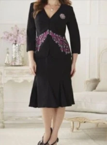 Midnight Velvet Women Black Embroidered Floral Jacket Size 10 - Picture 1 of 10