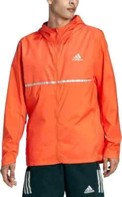 Chaqueta Adidas Own The Run Para Hombre Talla Grande Naranja Ligera Cremallera Completa Con Capucha Foto 1 de 4