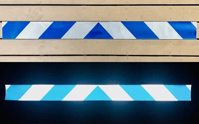 White & Blue Reflective Chevron Panel Oralite V98 Orafol Custom Decal Tape Safe - Image 1 of 4