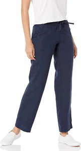 Women'S Linen Blend Drawstring Relaxed Fit Wide Leg Pant (Available in plus Size - Picture 1 of 23