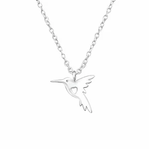 Kolibri Halskette 925 Silber - Kinder Mädchen Damen Vogel Kette Anhänger Schmuck - Picture 1 of 5