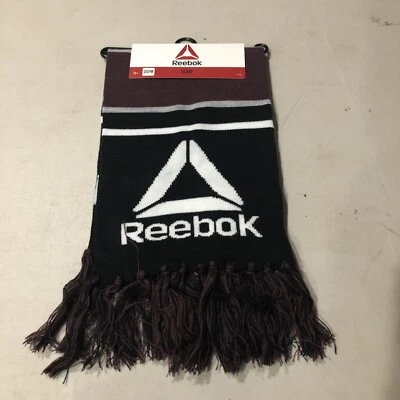 Bufanda con logotipo de Reebok con flecos de borla negra/gris/granate - Unisex TOTALMENTE NUEVA Foto 1 de 2