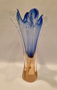JARRÓN DE CRISTAL DE MURANO D3-AG DISEÑO MID CENTURY 30 cm azul rosa josef hospodka - Imagen 1 de 7