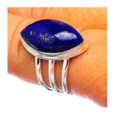 Anello fatto a mano in argento sterling 925 a forma di marchesa lapislazzuli ... - Immagine 1 di 2
