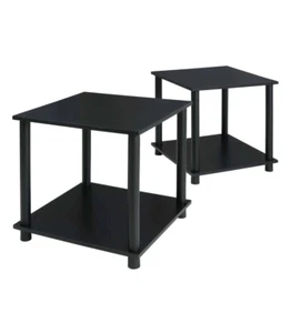 Mainstays No Tools End Tables, Solid Black, Set of 2 New - Picture 1 of 5