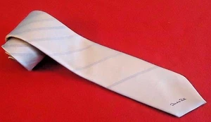 Vintage Oscar de la Renta Collection Necktie Silver and Gray Striped - Picture 1 of 6