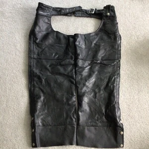 Diamond Plate Buffalo Leather Chaps Men's XL Black Real Leather Biker Motorcycle - Picture 1 of 9